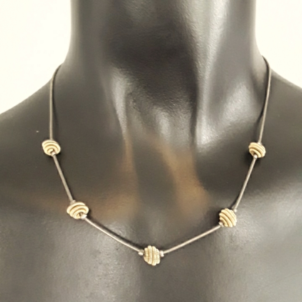 Vintage choker with coiled brass beads 8 in
